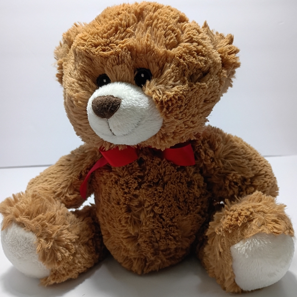 Steven Smith Tumbles Bear w/Red Satin Bow 11" Plush Stuffy Soft & Cuddly